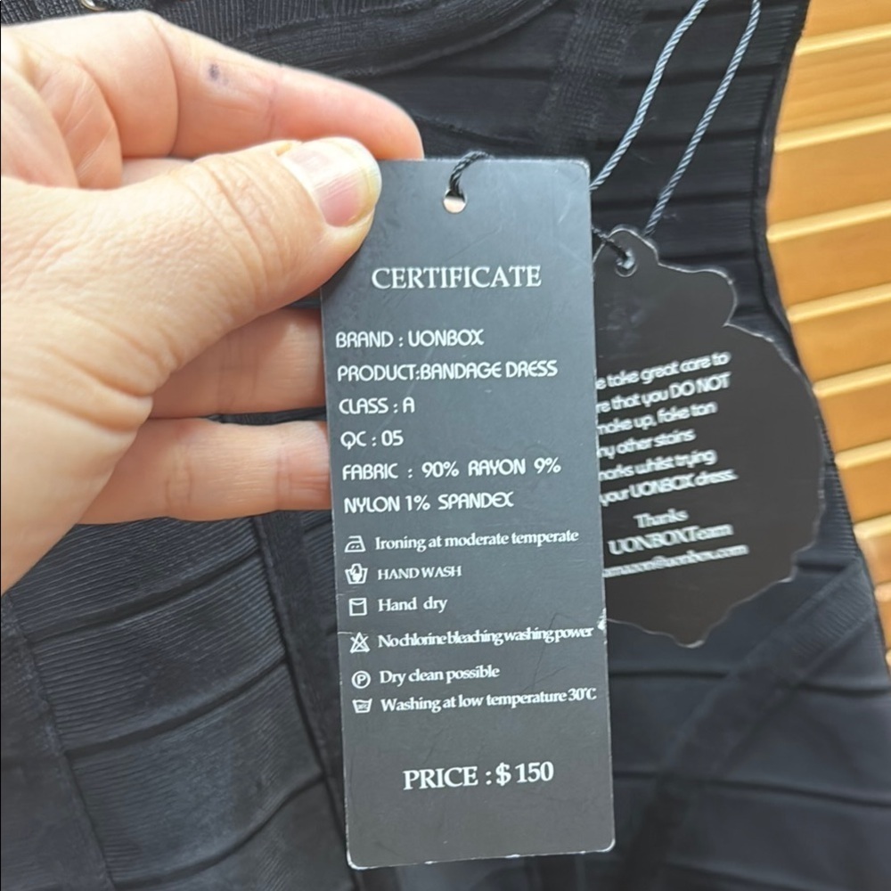 Uonbox.  Black Ribbed Bustier Midi Dress - Picture 7 of 9